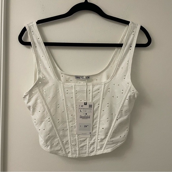 SOLD❌🌹 Zara White Jacquard Corset Top - Picture 4 of 7